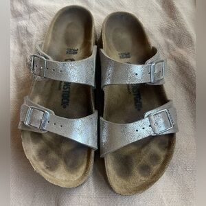 Birkenstock womens Silver Sandals Size 38